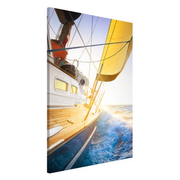 Magnetic memo board - Sailboat On Blue Ocean In Sunshine