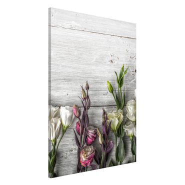 Magnetic memo board - Tulip Rose Shabby Wood Look