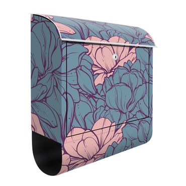 Letterbox - Sea Of Magnolia Blossoms Antique Pink And Petrol