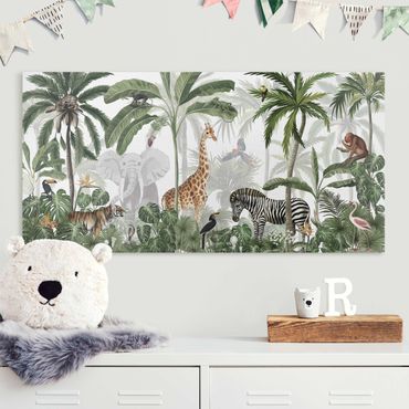 Print on canvas - Majestic animal world in the jungle - Landscape format 2:1