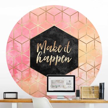 Self-adhesive round wallpaper - Make It Happen Geometry Pastel
