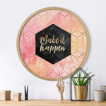 Circular framed print - Make It Happen Geometry Pastel