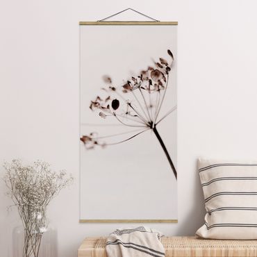 Fabric print with poster hangers - Macro Image Dried Flowers In Shadow - Portrait format 1:2