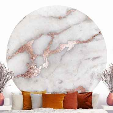 Self-adhesive round wallpaper kitchen - Marble Look With Glitter