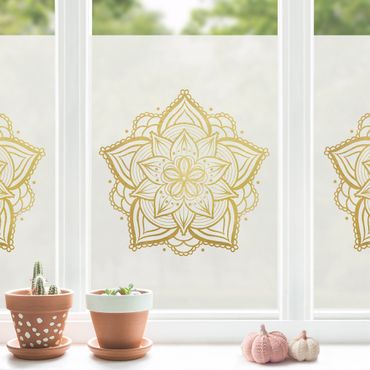 Window decoration - Mandala Flower Illustration White Gold