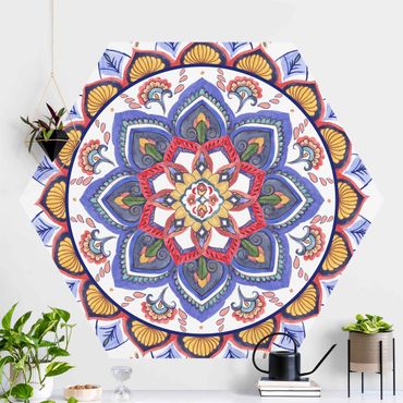 Self-adhesive hexagonal pattern wallpaper - Mandala Meditation Chakra