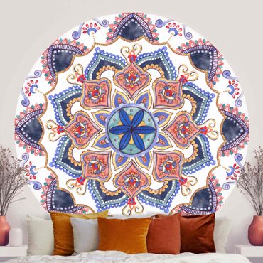 Self-adhesive round wallpaper - Mandala Meditation Mantra