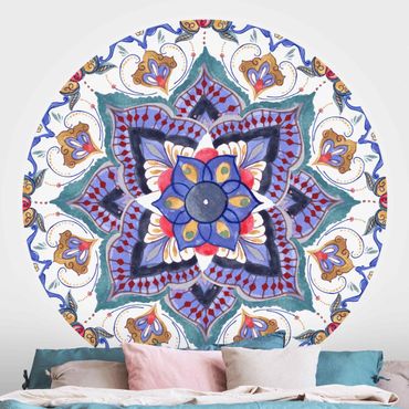 Self-adhesive round wallpaper - Mandala Meditation Namasté
