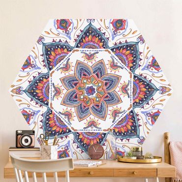 Self-adhesive hexagonal pattern wallpaper - Mandala Meditation
