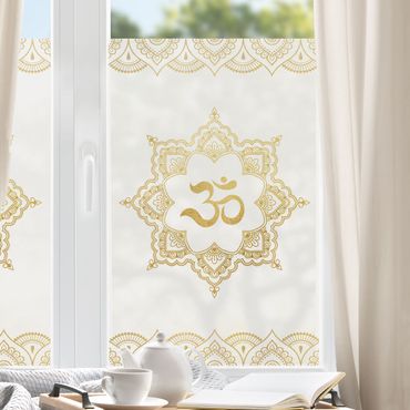 Window decoration - Mandala OM Illustration Ornament White Gold