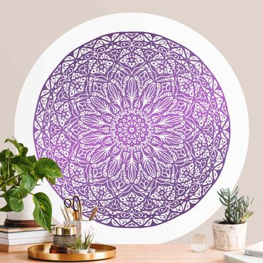 Self-adhesive round wallpaper - Mandala Ornament In Purple