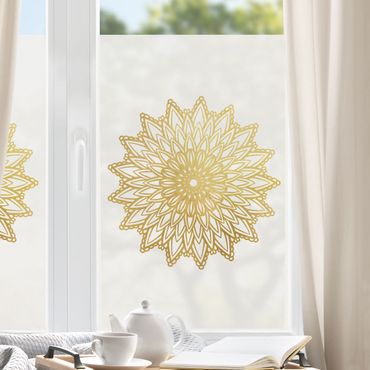 Window decoration - Mandala Sun Illustration White Gold