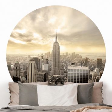 Self-adhesive round wallpaper - Manhattan Dawn