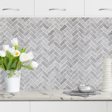 Kitchen wall cladding - Marble Fish Bone Tiles - Dark Grey