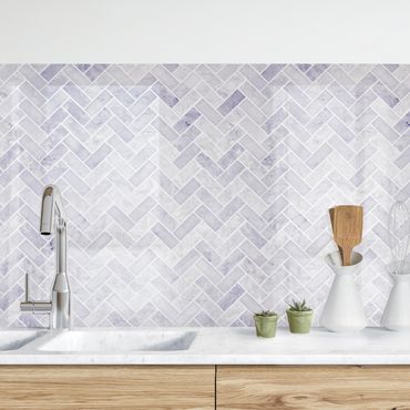 Kitchen wall cladding - Marble Fish Bone Tiles - Lavender
