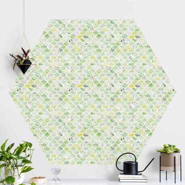 Self-adhesive hexagonal wall mural - Marble Pattern Spring Green