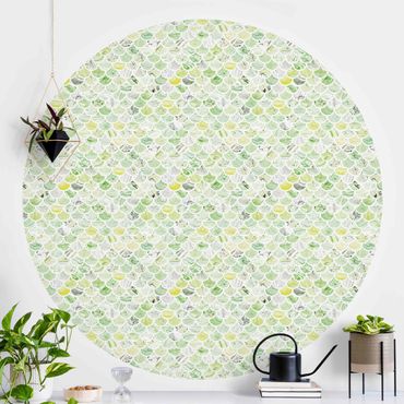 Self-adhesive round wallpaper kitchen - Marble Pattern Spring Green