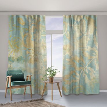Curtain - Moroccan Collage In Gold And Turquoise II