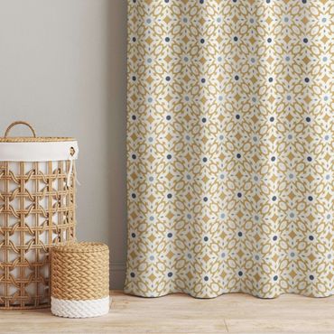 Curtain - Maroccan Tiles In Ochre And Blue