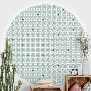 Self-adhesive round wallpaper - Moroccan Star Line Pattern