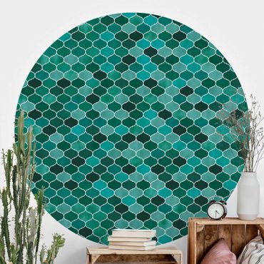 Self-adhesive round wallpaper - Moroccan Watercolour Pattern