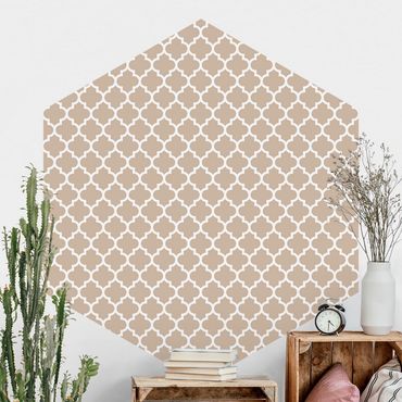 Self-adhesive hexagonal pattern wallpaper - Moroccan Pattern With Ornaments In Front Of Beige