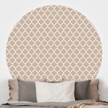 Self-adhesive round wallpaper - Moroccan Pattern With Ornaments In Front Of Beige