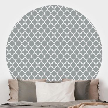 Self-adhesive round wallpaper kitchen - Moroccan Pattern With Ornaments In Front Of Grey