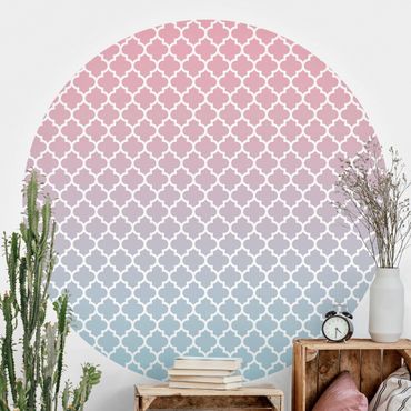 Self-adhesive round wallpaper - Moroccan Pattern With Gradient In Pink Blue