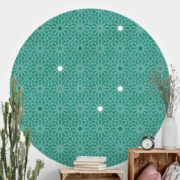 Self-adhesive round wallpaper - Moroccan Stars Pattern