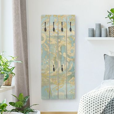 Wooden coat rack - Moroccan Collage In Gold And Turquoise