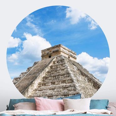 Self-adhesive round wallpaper - Mayan Temple
