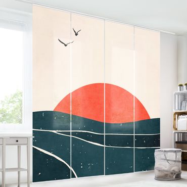 Sliding panel curtain - Ocean In Front Of Red Sun