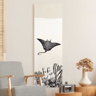 Natural canvas print - Illusion Of The Ocean Manta Ray - Portrait format 1:3