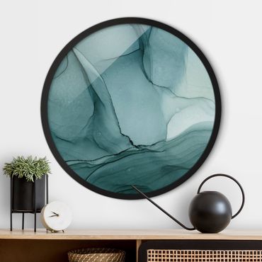 Circular framed print - Mottled Blue Spruce