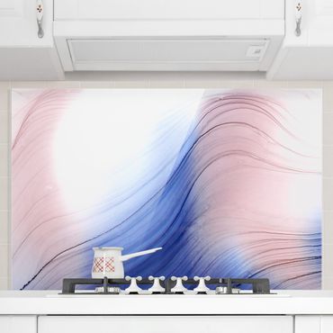 Splashback - Mottled Colours Blue With Light Pink - Landscape format 3:2