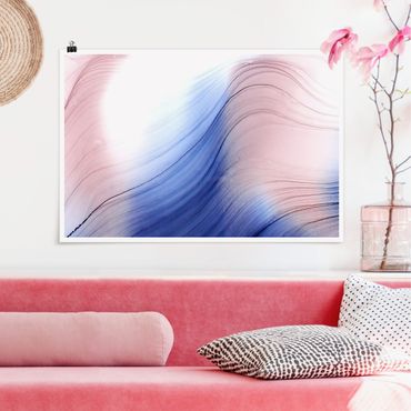 Poster - Mottled Colours Blue With Light Pink