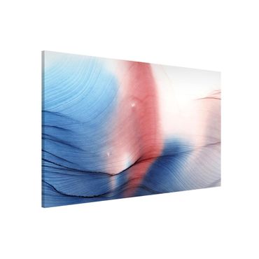 Magnetic memo board - Mottled Colour Dance In Blue With Red