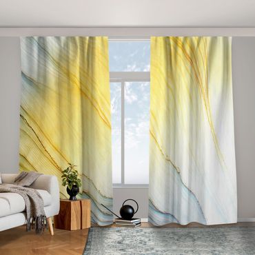 Curtain - Mottled Colours In Honey Yellow