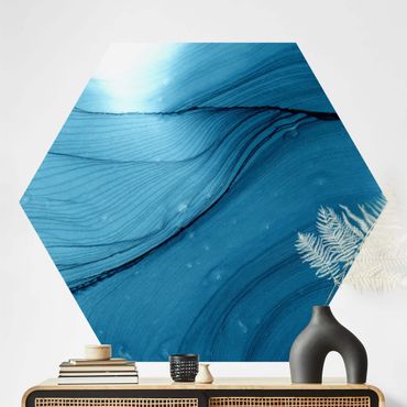 Self-adhesive hexagonal pattern wallpaper - Mottled Blue