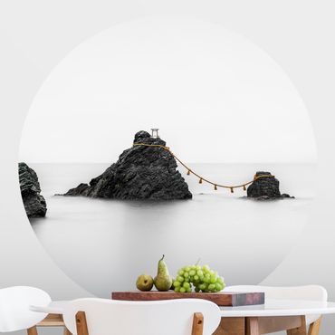 Self-adhesive round wallpaper - Meoto Iwa - The Married Couple Rocks