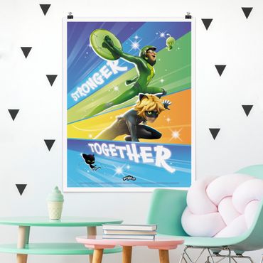 Poster - Miraculous Cat Noir And Carapace Stronger Together - Format portrait 3:4