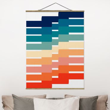 Fabric print with poster hangers - Modern Rainbow Geometry - Portrait format 3:4