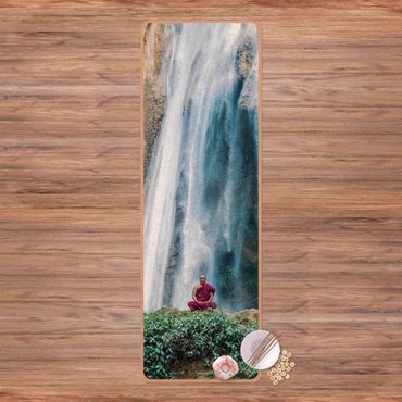 Yoga mat - Monk At Waterfall