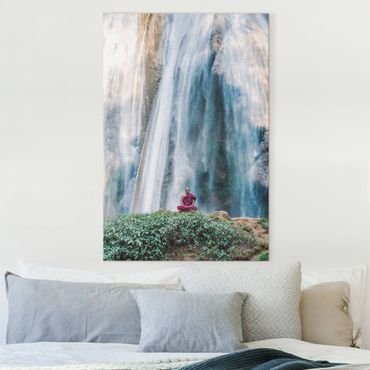 Print on canvas - Monk At Waterfall