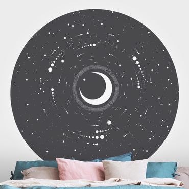 Self-adhesive round wallpaper - Moon In Star Circle