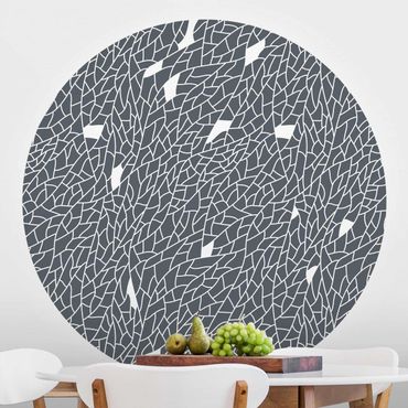 Self-adhesive round wallpaper kitchen - Mosaic Lines Pattern Grey Blue