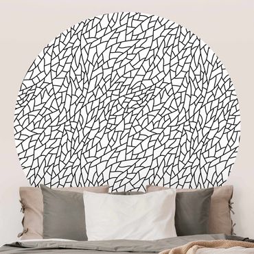 Self-adhesive round wallpaper kitchen - Mosaic Lines Pattern Black