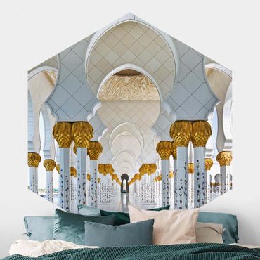 Self-adhesive hexagonal pattern wallpaper - Mosque In Abu Dhabi