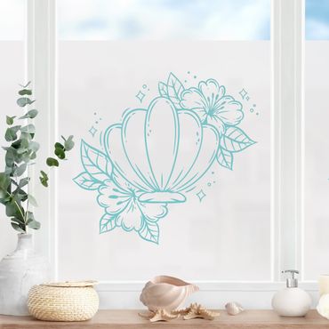 Window film - Seashell And Flowers
